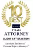 10 Best Law Firms / Client Satisfaction / American Institute of Personal Injury Attorneys 2020-2021