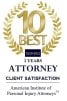 10 Best Law Firms / Client Satisfaction / American Institute of Personal Injury Attorneys 2020-2021